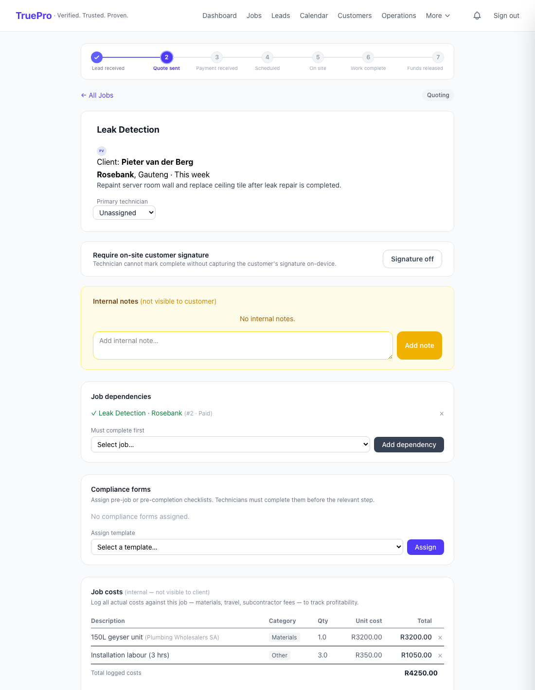 Job Costing & Purchase Orders screenshot