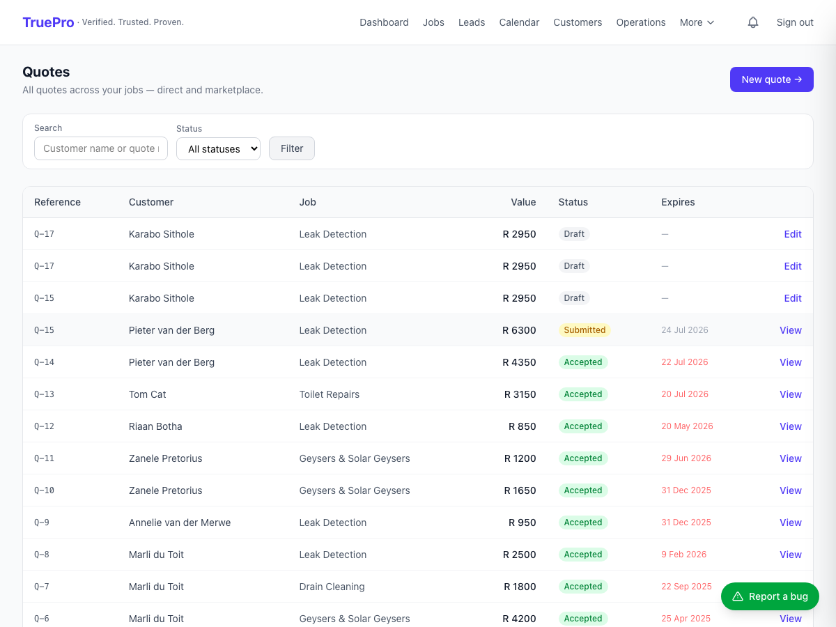 Quote Management & Tracking screenshot