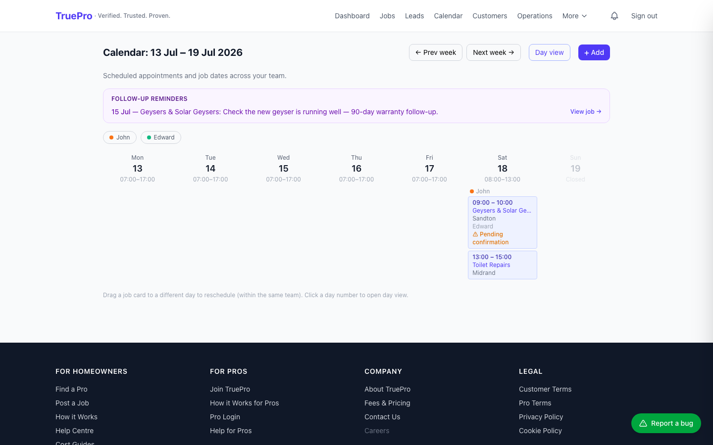Auto-Booking Calendar screenshot
