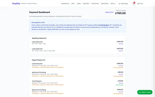 Invoicing & Protected Payments screenshot