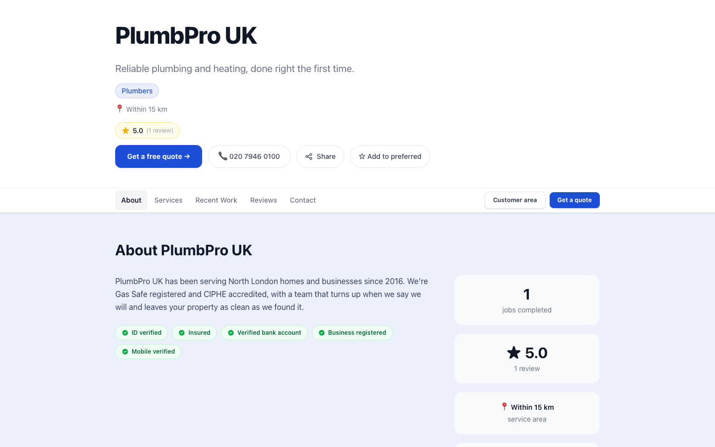 Free Business Mini-Website screenshot