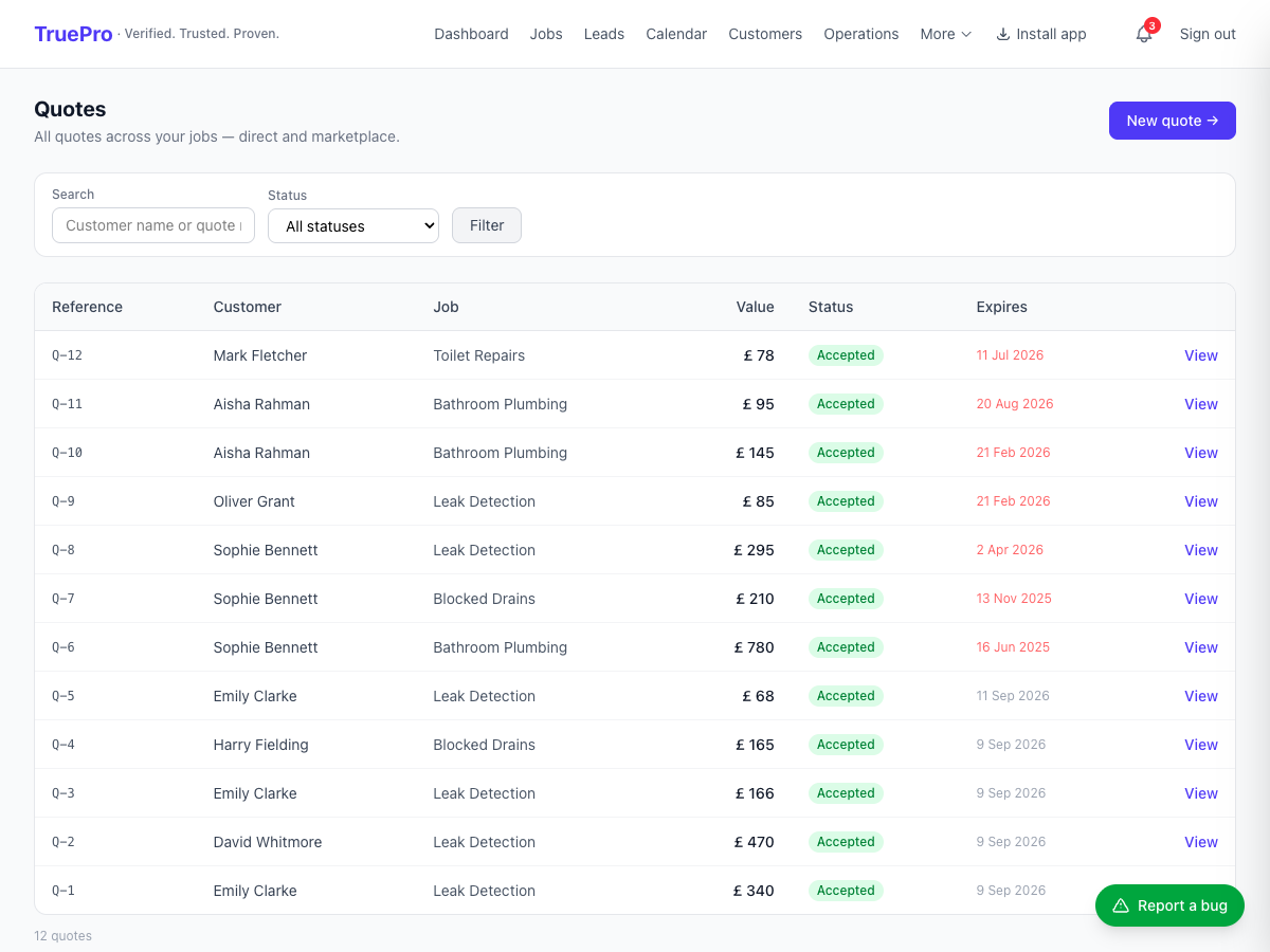 Quote Management & Tracking screenshot